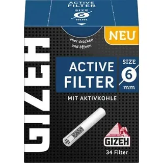 Gizeh 68 x Active Tips Slim Aktivkohlefilter 6mm 2x34er Filtertips