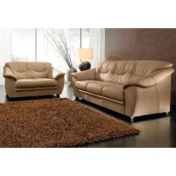 Polstergarnitur SIT & MORE "Top Savona", braun (café), NaturLEDER, NaturLEDER, echtes Rindsleder in Sitz und Rücken, Korpus in passendem Kunstleder, Sitzmöbel-Sets, NaturLEDER (2-tlg), bestehend aus je einem 2- und 3-Sitzer, Federkern
