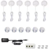 Vlio LED Schrankbeleuchtung 6er Set, LED Unterbauleuchten Warmweiß, Schrankleuchte Vitrinenbeleuchtung 15W 1500LM Küchenlampen für Kabinett Schränke Weinschrank Kleiderschrank Küche