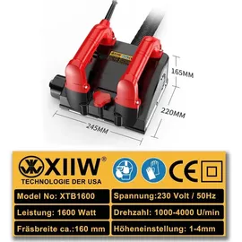 XIIW Betonfräse für Harten Oberflächen, 1600W Walzenfräse Sanierungsfräse Putzfräse Mauerfräse Betonschleifer Walzen Schleifer Fräsmaschine für Tile/ceramic, Zement, Lehmsand, Kalkstein, Glass