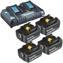 Makita 4x BL1850B Akku 5,0 Ah 18 V Li-Ion + DC18RD Doppelschnellladegerät