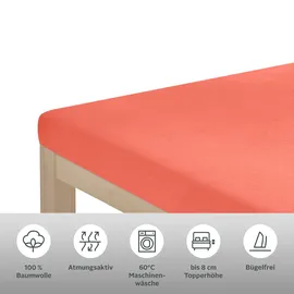OTTO home Spannbettlaken Jersey 90 x 200 - 140 x 200 - 180 x 200 cm koralle 2 St.