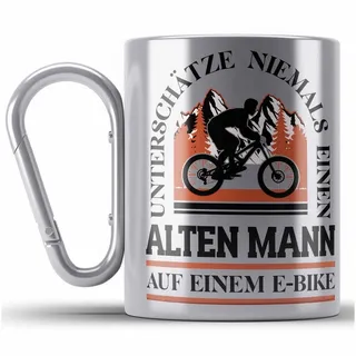 Trendation Thermotasse Elektrofahrrad E-Bike Edelstahl Tasse mit Spruch Geschenk Ebike Lustig silberfarben