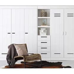 Tchibo - Woood Streifentürschrank »Connect« - 140x53x195cm - weiß - Holz / Holz