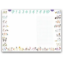 Close Up ABC Kinder Schreibtischunterlage Papier | DinA2, 25 Blatt | Kariertes Feld | Alphabet mit Hilfslinien zum Lernen & Üben | Zum Kritzeln, Zeichnen | 2. Klasse