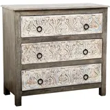 Marrakesch Orient & Mediterran Interior Kommode Indische Kommode Ashok handgefertigt aus Mangoholz in Grau-Weiß 90 cm (1 St), Handarbeit grau