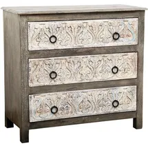 Marrakesch Orient & Mediterran Interior Kommode Indische Kommode Ashok handgefertigt aus Mangoholz in Grau-Weiß 90 cm (1 St), Handarbeit grau