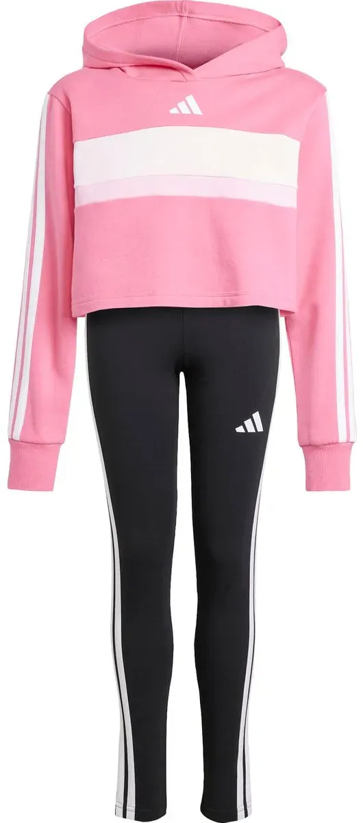 adidas Seasonal Essentials Tiberio 3 Stripes Fleece Leggings SET pink fusion-white-clear pink (AEXV) 140