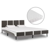 vidaXL Bett mit Matratze Grau und Weiß Kunstleder 180 x 200 cm