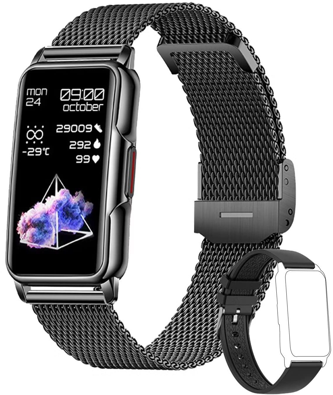 FORSINING Smartwatch, Fitness-Armbanduhr mit Blutdruck- und Herzfrequenz-Monitor, für iOS Android 1,4 Zoll Touchscreen, Herren-Smartwatch, IP67 wasserdicht, Schwarz