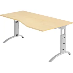 bümö manuell höhenverstellbarer Schreibtisch 180x100 cm in Ahorn - PC Tisch höhenverstellbar & groß, höhenverstellbarer Tisch Büro, großer