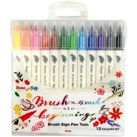 Pentel Brush Sign Pen Twin 12 St. mehrfarbig