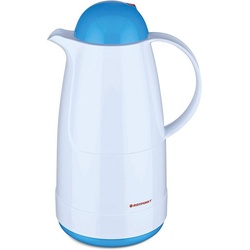 ROTPUNKT Isolierkanne 1,5 ltr. hochwertig I Glaseinsatz I BPA Frei I 24 Std warm 36 std kalt, 1.5 l, (Kaffeekanne I Teekanne, polar/kingfisher), Glaskolben aus doppelwandigem Rosalin-Glas blau
