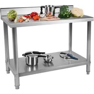 Royal Catering Edelstahl-Arbeitstisch ECO 120 x 60 cm 250 kg Aufkantung -