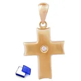 unbespielt Kreuzanhänger Anhänger Kreuz Zirkonia matt glänzend 375 Gold 18 x 12 x 3,7 mm, Goldschmuck für Damen und Herren goldfarben