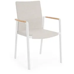 Gartenstuhl Jalisco mit Teakholz Armlehnen, Beige