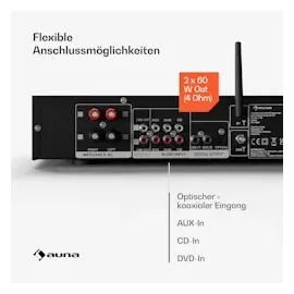 Auna Art22 Amplifier DAB+ BT HiFi-Verstärker DAB+/FM Radio Weiß / Silber-Metallic