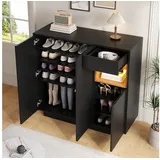stilvora Schuhschrank mit Schublade 105x39,5x100,5 cm Schwarz