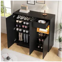 stilvora Schuhschrank mit Schublade 105x39,5x100,5 cm Schwarz