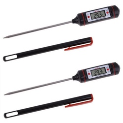 Olotos Kochthermometer Digital LCD Thermometer Bratenthermometer Fleischthermometer, Küchenthermometer für Küche, Kochen, Grill, BBQ, Lebensmittel, Fleisch schwarz