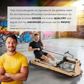Tectake tectake® Holzrudergerät aus massiver Buche, klappbar, mit LCD-Anzeige, flexibler Handyhalterung und Bluetooth