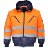 PORTWEST Hi-Vis Warnschutz 3-in-1 Pilotjacke, Größe: M, Farbe: Orange/Marine, PJ50ONRM