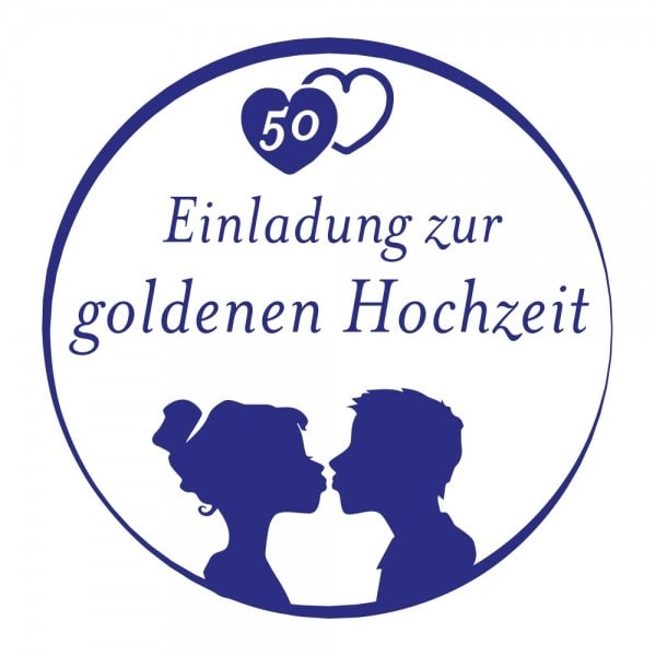 Feierlichkeiten Holzstempel - Einladung zur goldenen Hochzeit (Ø 40