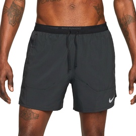 Nike Herren Stride 5" Brief-Lined Running Shorts, Black/Black/Reflective Silv, XL