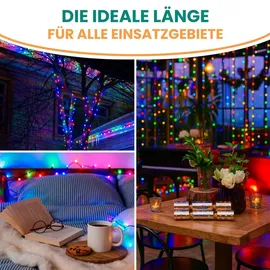 Gartenpirat 960 LED Lichterkette bunt aussen Kabel transparent mit Timer Fernbedienung Progamme Dimmen