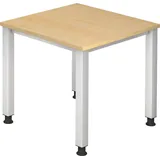 Hammerbacher Schreibtisch ahorn quadratisch, 4-Fuß-Gestell silber 80,0 x 80,0 cm