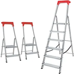 3 Alu-Stufenleitern, 2x Stufenleiter mit 2 Stufen + 1x Stufenleiter mit 6 Stufen
