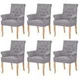 Casa Padrino Chesterfield Neo Barock Esszimmer Stuhl 6er Set Grau / Naturfarben - Küchenstühle mit Armlehnen - Esszimmer Möbel - Chesterfield Möbel - Neo Barock Möbel