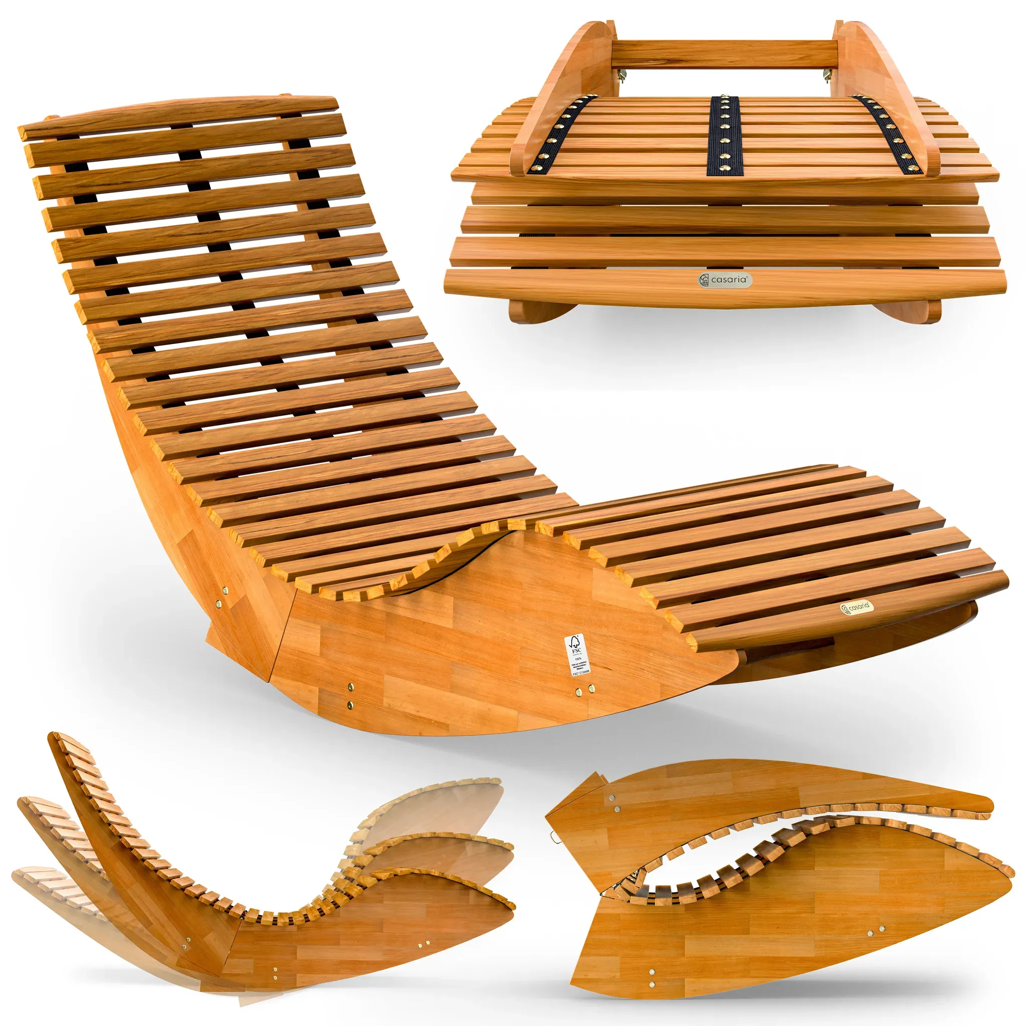 Rocking Sun Lounger Acacia Wood FSC®-certified foldable