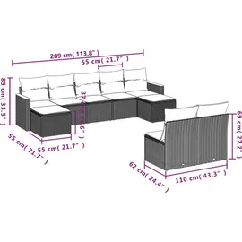 vidaXL Gartensofa-Set 9-tlg. grau