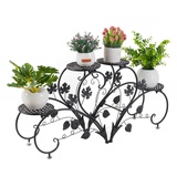 unho Blumenständer Metall,Blumentreppe Blumenregal 2er Set, Pflanzenregal für Balkon,Garten,Wohnzimmer, Schwarz