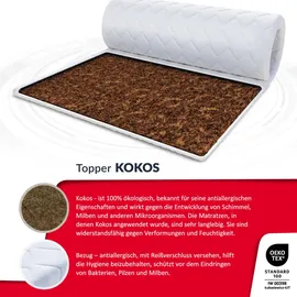 Fdm Matratzentopper KOKOS Matratzenschoner Kokosfaser H4 Höhe ca. 1 cm Allergiker Geeignet Öko-Tex Weiß