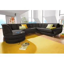 TRENDMANUFAKTUR Wohnlandschaft "Rondo, wahlweine mit Federkern, Breite 320cm, U-Form", braun, B:320cm H:85cm T:94cm, Softlux-Kunstleder;Primabelle-Microfaser;NaturLeder (handschuhweiches Rindsleder in Sitz und Rücken mit SOFTLUX-Kunstleder als Korpus-Bezug);Struktur (23% 