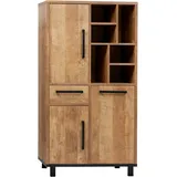 omg design Barschrank OMG DESIGN "Malaga", old teak, B:110cm H:200cm T:45cm, Melamin, Schränke, Barschrank, mit Soft-Close, in 2 Größen