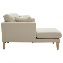 miliboo Skandinavisches Ecksofa links aus beigem Stoff mit abnehmbaren Bezügen und hellem Holz 3-4 Sitzer OSLO