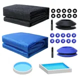 Mucola Pool-Abdeckplane Solarfolie Pool Solarplane Ösen Poolheizung Wärmeplane Poolabdeckung (Set mit Folie und Locheisen, 2-St., Set bestehend aus Solarfolie und 10 Kunststoff Ösen mit Locheisen), aus PVC schwarz Ø 366 cm