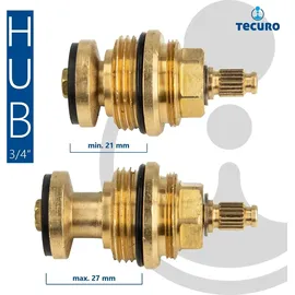 tecuro Universal Ventil Oberteil für Zweigriff-Armaturen und Ventile, 3/4 Zoll - Messing