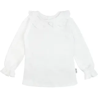 CiuchCiuch Weiße Mädchenbluse mit Kragen und Rüschen – 100% Baumwolle – Festliche Bluse – Elegant – Für die Schule – Kindergarten – Mädchenbluse – Kinderbluse - 116 - 116