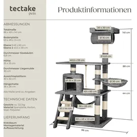 Tectake Stokeley 86 x 68 x 141 cm grau