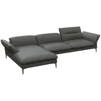 FLEXLUX Ecksofa Salino, Funktionssofa mit Recamiere, Relaxsofa, Ecksofa, Sofa mit Arm- und Kopfteil-Verstellungen, Kaltschaum & Stahl-Wellen grau