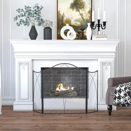 Homcom Kaminschutzgitter Klappbar Metall 126 x 76 cm Schwarz