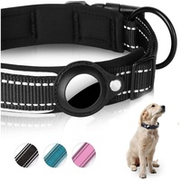 CALIYO Hunde-Halsband AirTag Hundehalsband, AirTag Hund Tracker, Apple AirTag Halsband für Kleine bis Große Hunde schwarz M