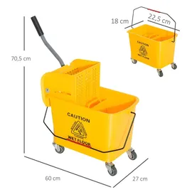 Homcom Reinigungswagen 20 Liter Gelb