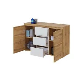 Möbel Kraft Kommode 120 x 80 x 40 cm Holzfarben / Weiß