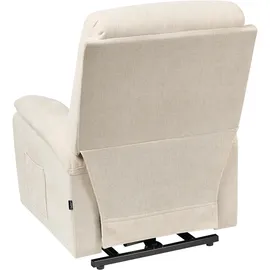 Beliani Fernsehsessel RISE Stoff 80 x 105 x 91 cm Hellbeige elektrisch mit Kissen