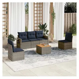vidaXL Gartensofa-Set 6-tlg. grau Polyrattan